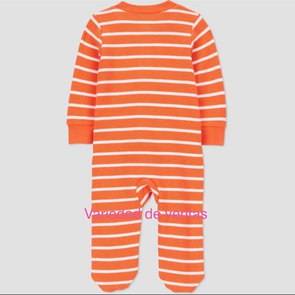 Carter's Orange and White Striped Pumpkin Footie - Picture 2 of 4